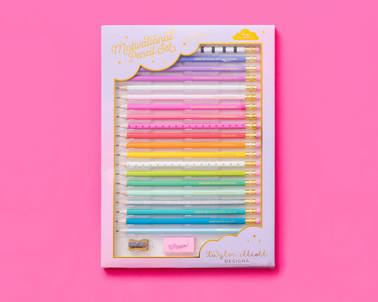 Pencil Set - Motivational - Asst Colors - 22 Pcs