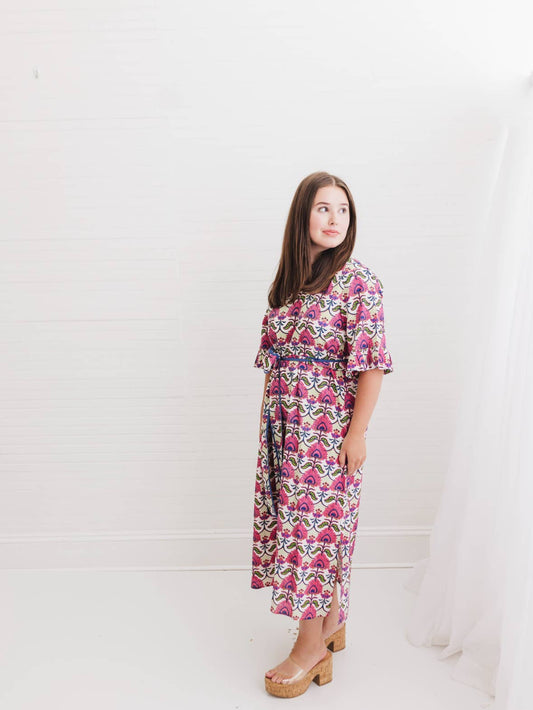 Resort Floral Block Print Maxi Caftan | Primrose Chapel