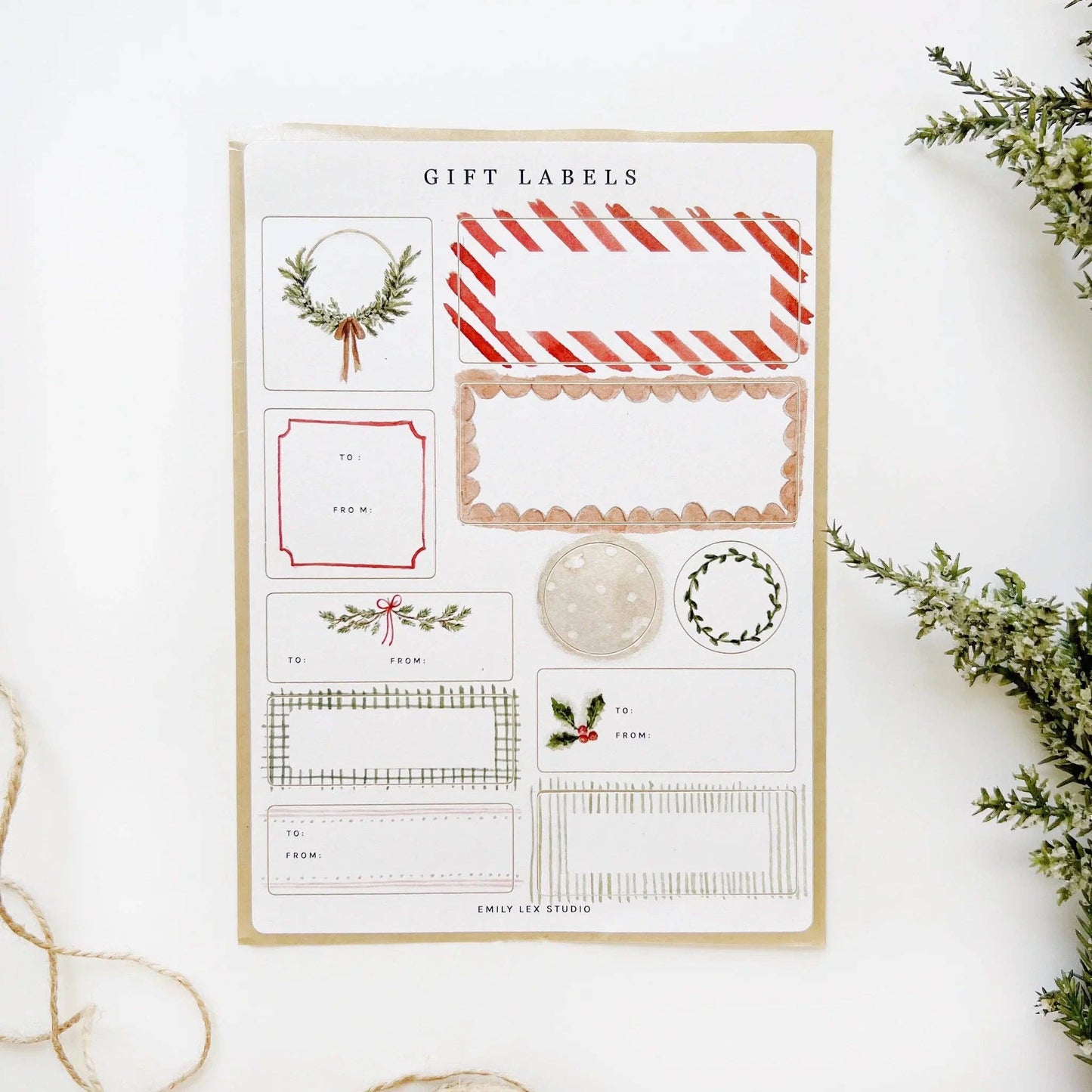 Christmas gift tag label sticker sheets