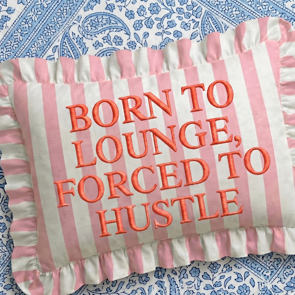 "Lounge" Ruffled Embroidered Pillow | Statement Pillow