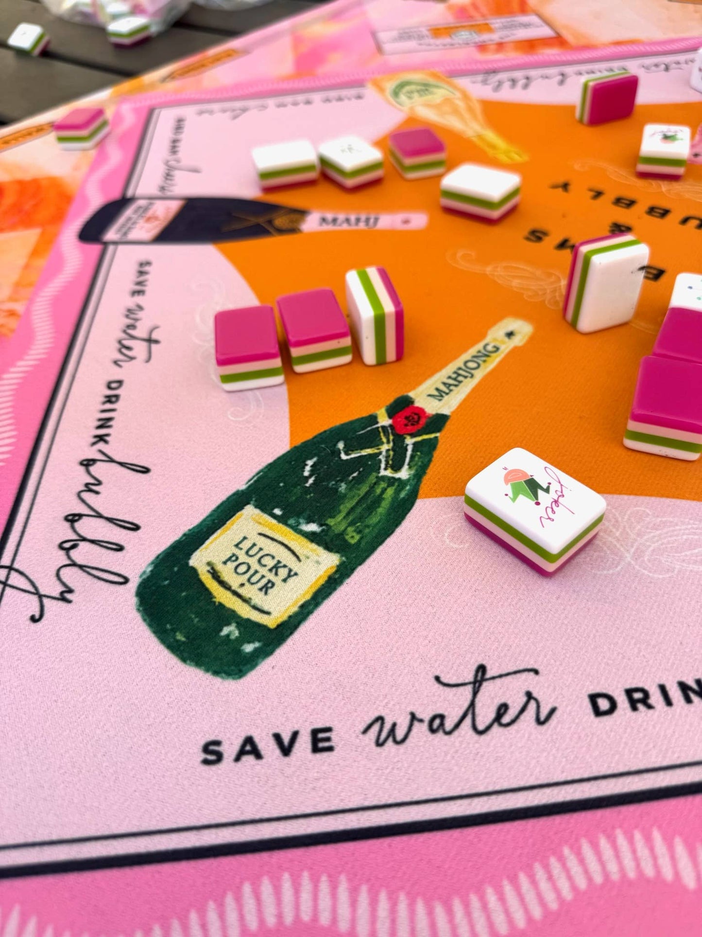 Anders Ruff Bams & Bubbly Mahjong Mat | Champagne & Mahj