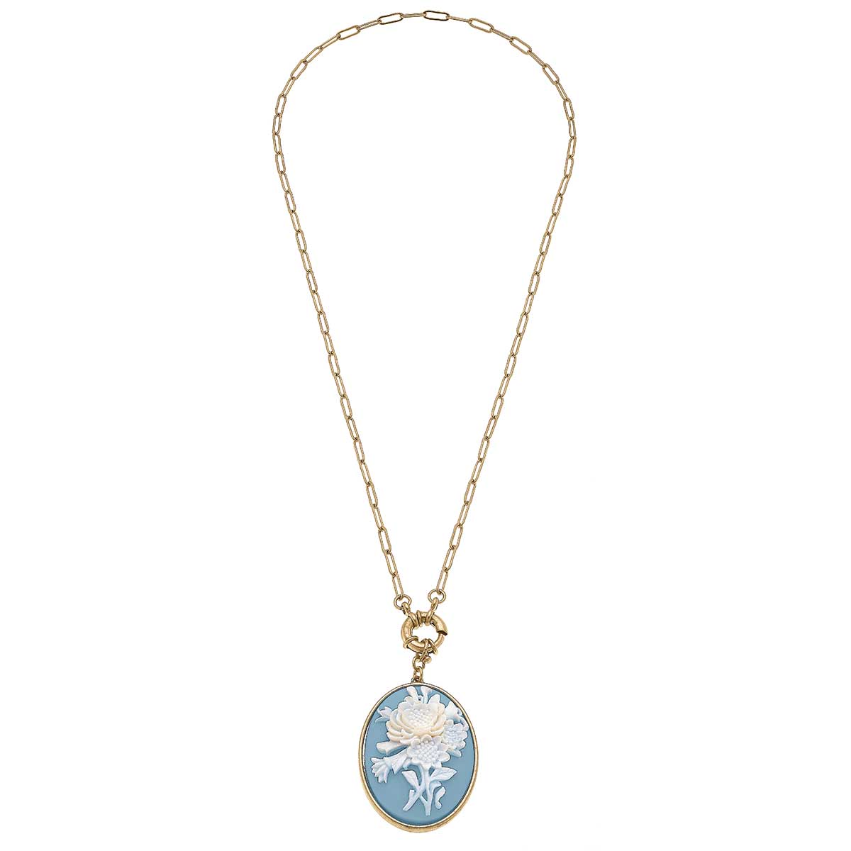 Emilie Resin Pendant Necklace in Wedgwood Blue