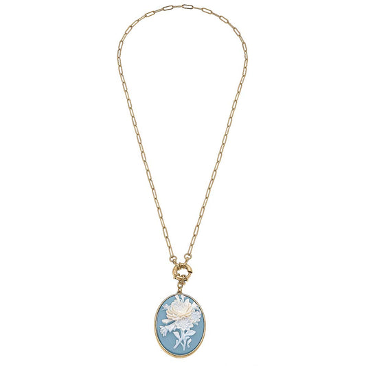 Emilie Resin Pendant Necklace in Wedgwood Blue