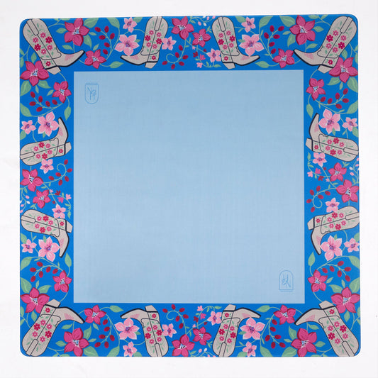 Hutch & Nook Mahjong Mat - Blue Cowboy Boot