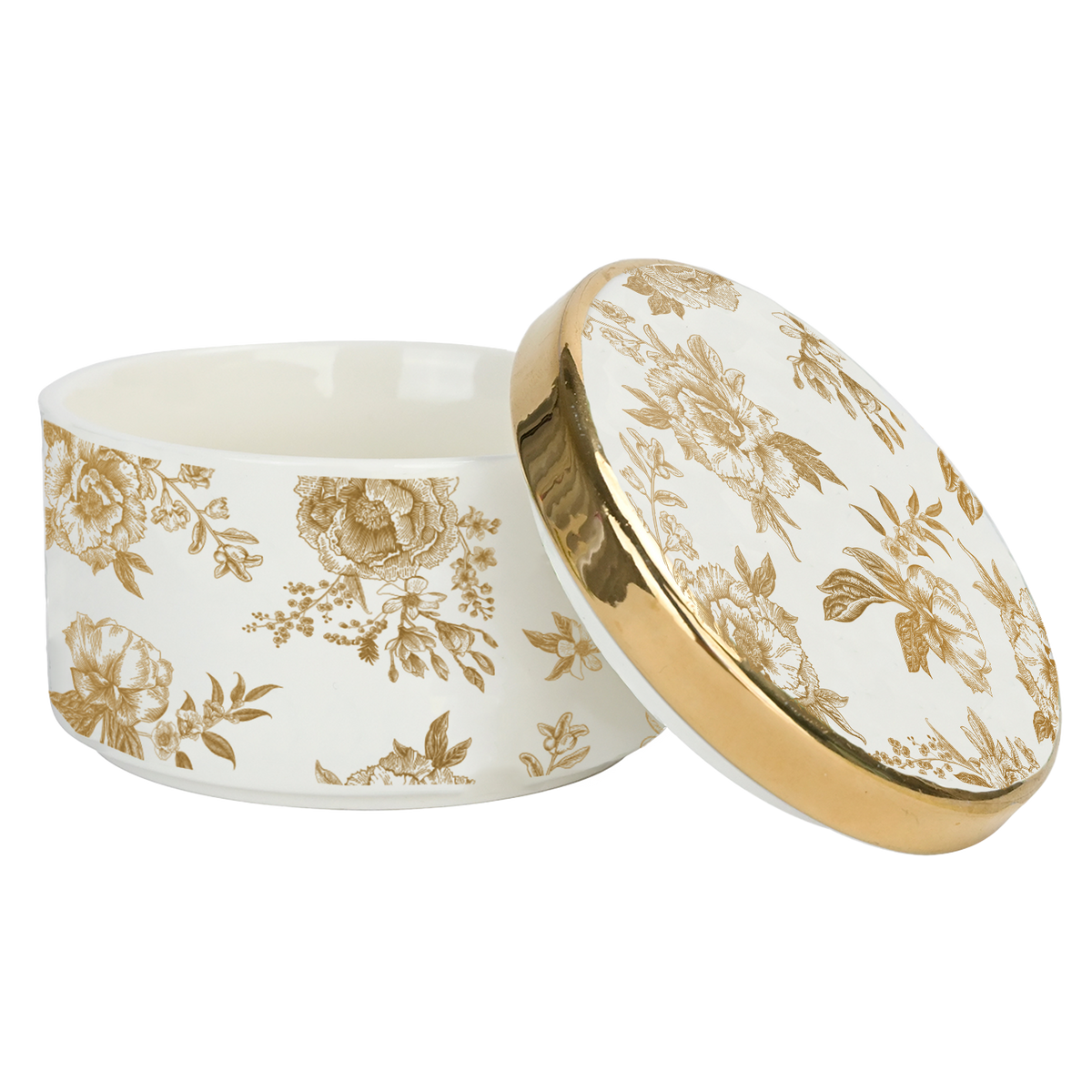 Sweet Water Decor - Gold Delft Trinket Dish with Lid - Home Decor & Gifts