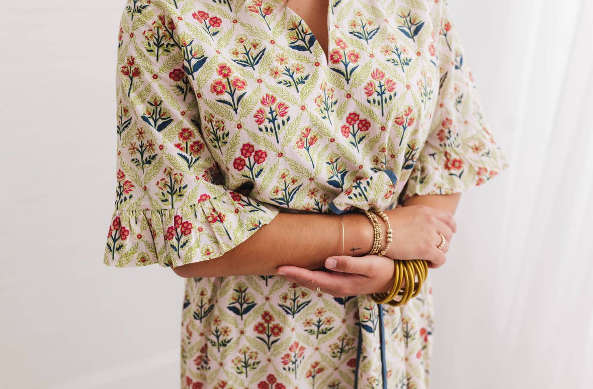 Resort Block Print Maxi Caftan | Meadow Chapel