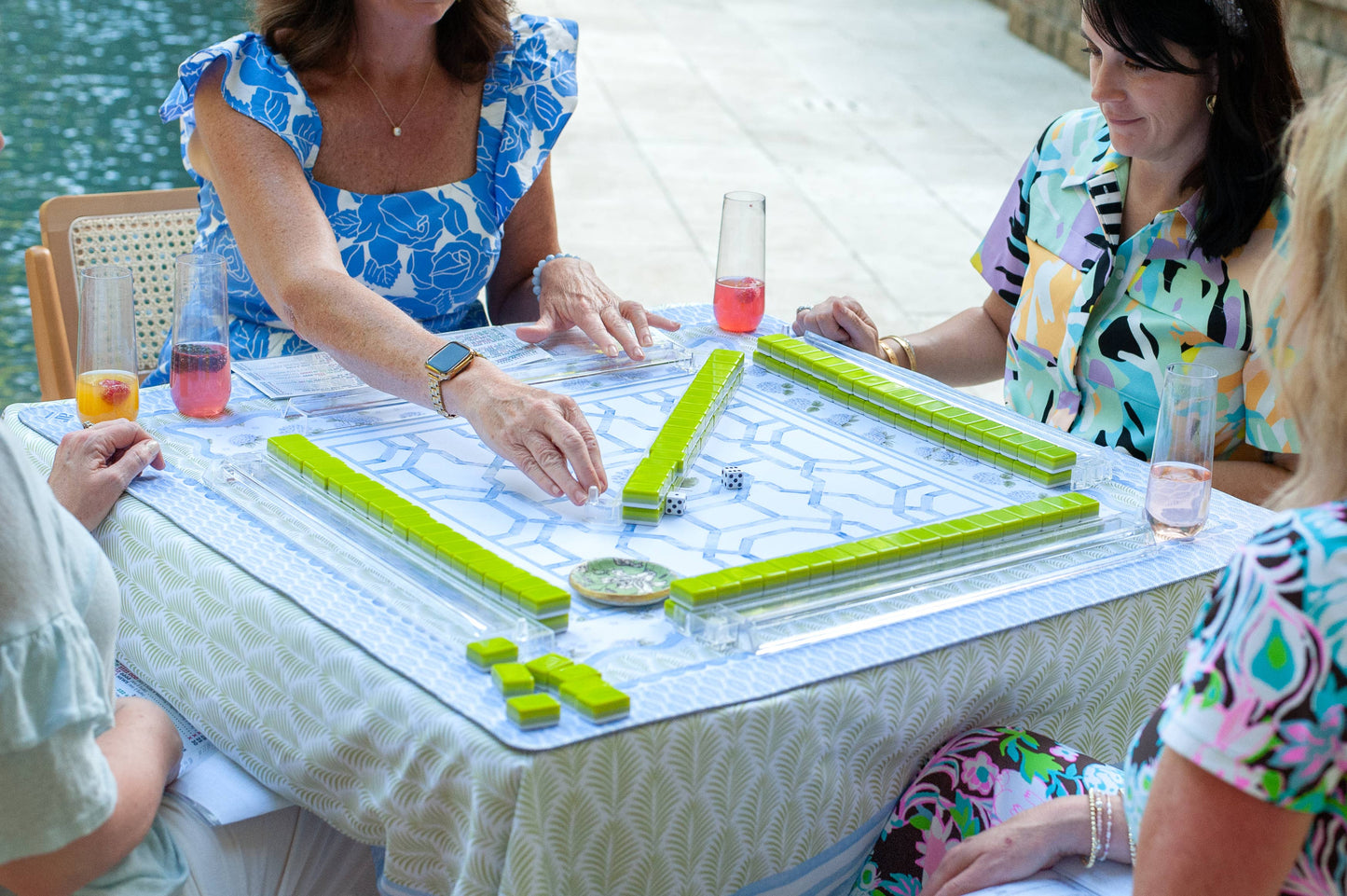 The House of Hydrangea Mahjong Mat | Blue Floral