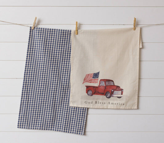 God Bless America Truck Tea Towels (Pk/2 Ast) | SALE | USA