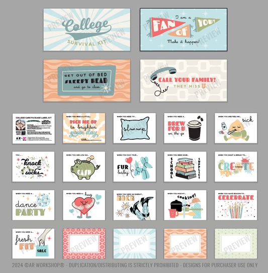 College Care Package Label Kit