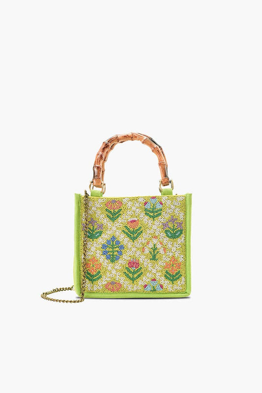 Mod Garden Geo Floral Beaded Mini Tote