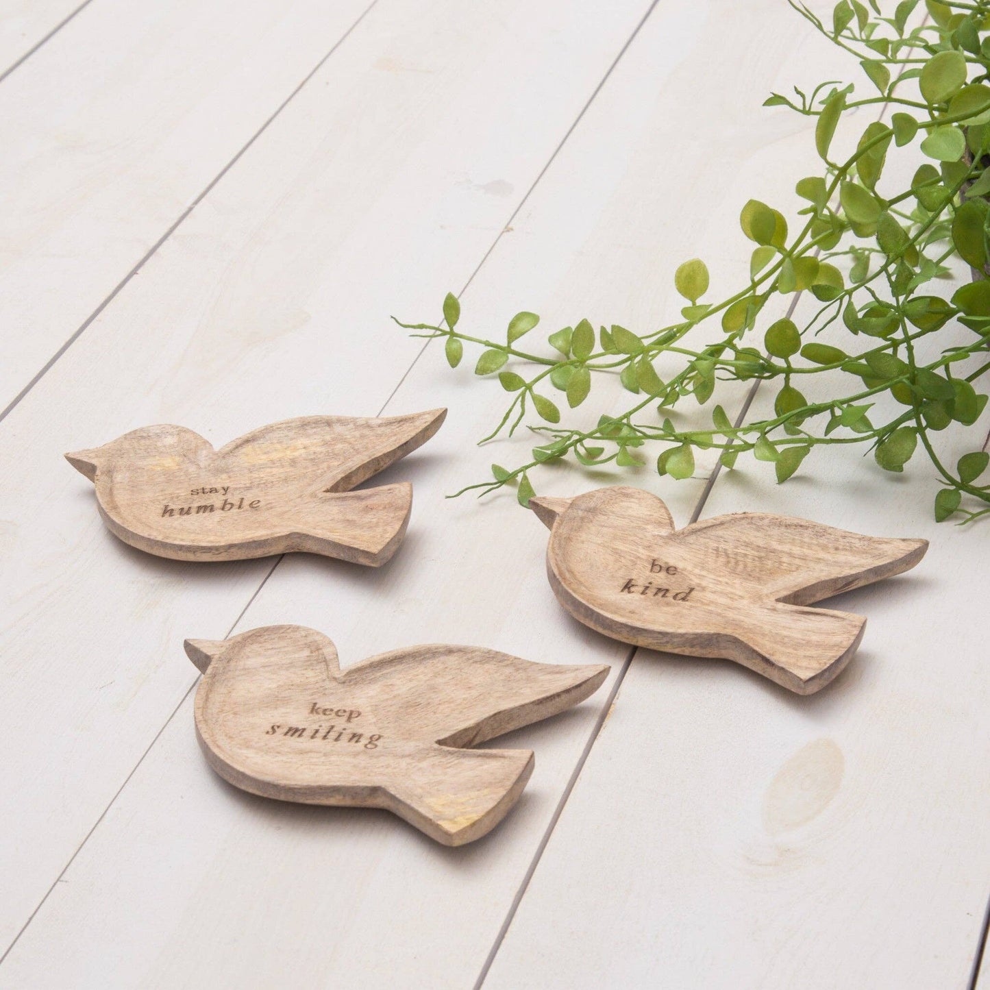 Mango Wood Bird Inspirational Trinket Trays (Pk/3 Ast)| SALE