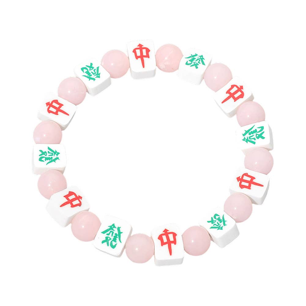 Mahjong Tile Beaded Stretch Bracelet