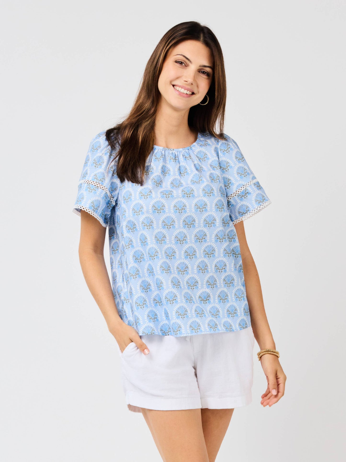 Tabby Top | Sunshower Flora Blue
