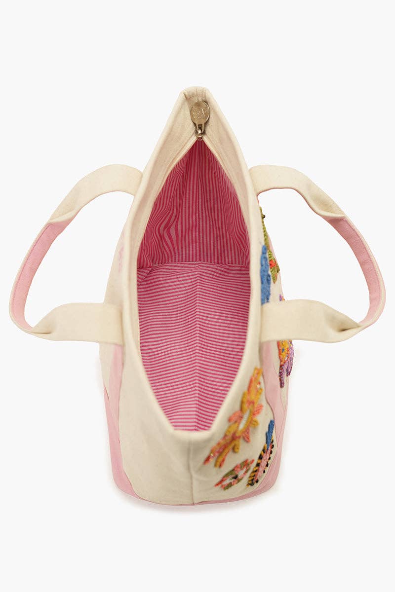 Whimsical Butterfly Beaded Small Boat Tote