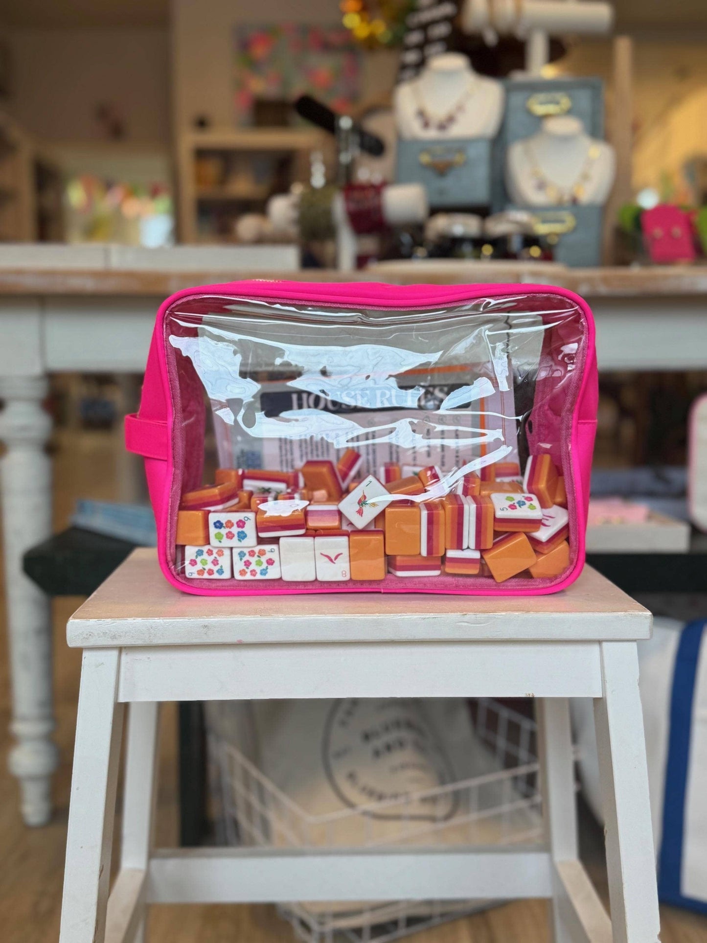 Clear Mahjong Tile Storage Bag with Handles