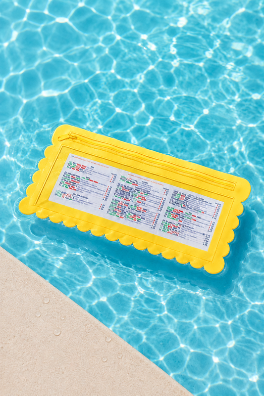 Splash-Proof Mahjong Card Holder for Pool Mahjong - Yellow Scallops LARGE SIZE