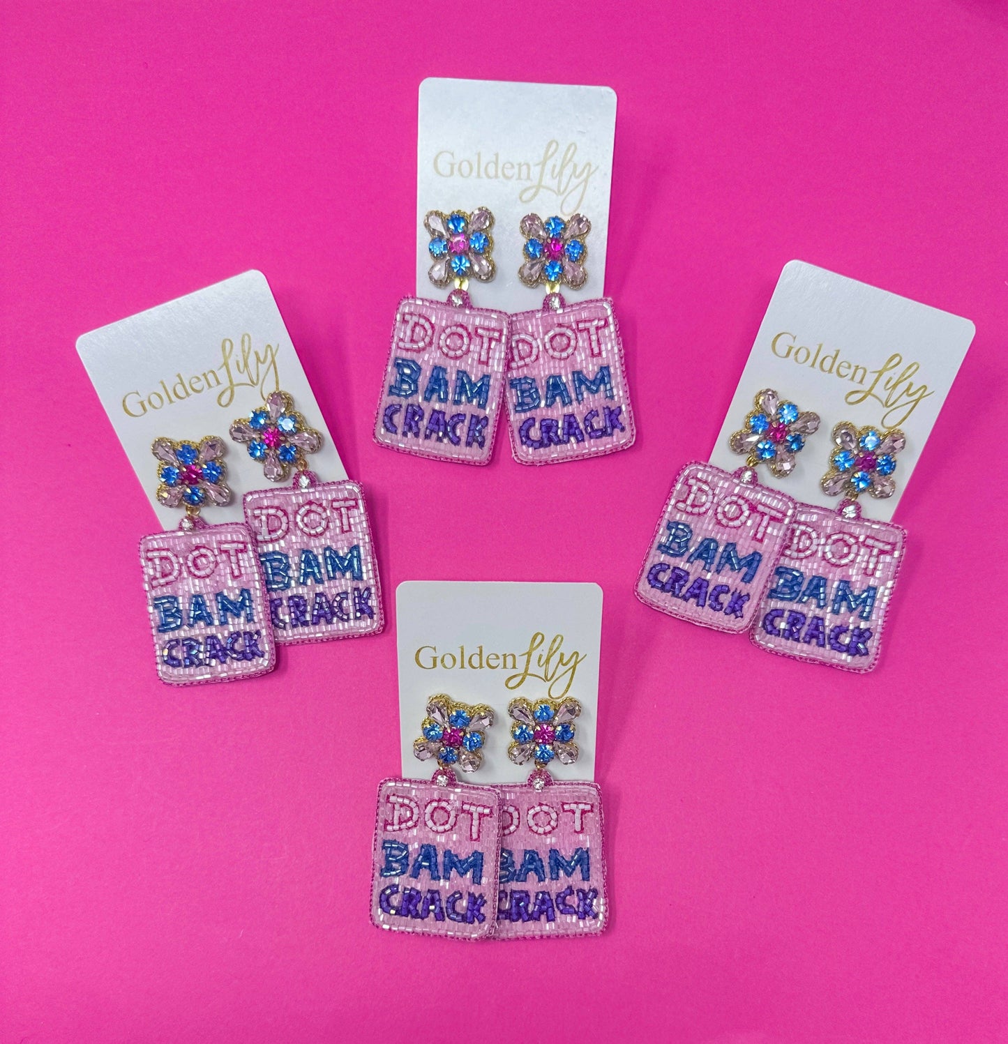Mahjong Beaded Dot, Crack, Bam Earrings