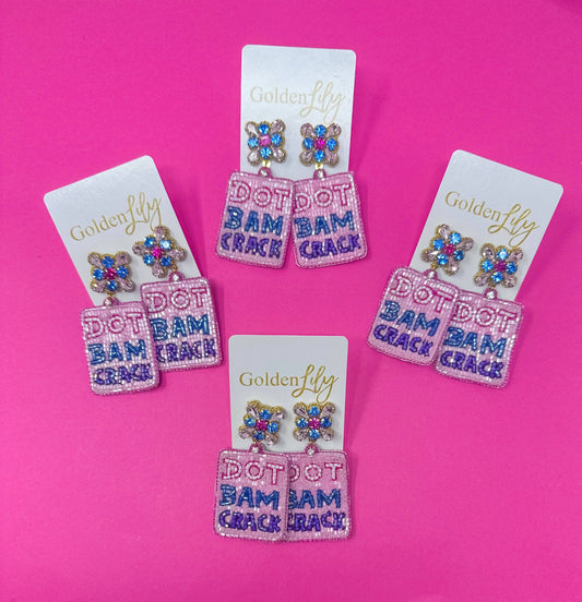 Mahjong Beaded Dot, Crack, Bam Earrings
