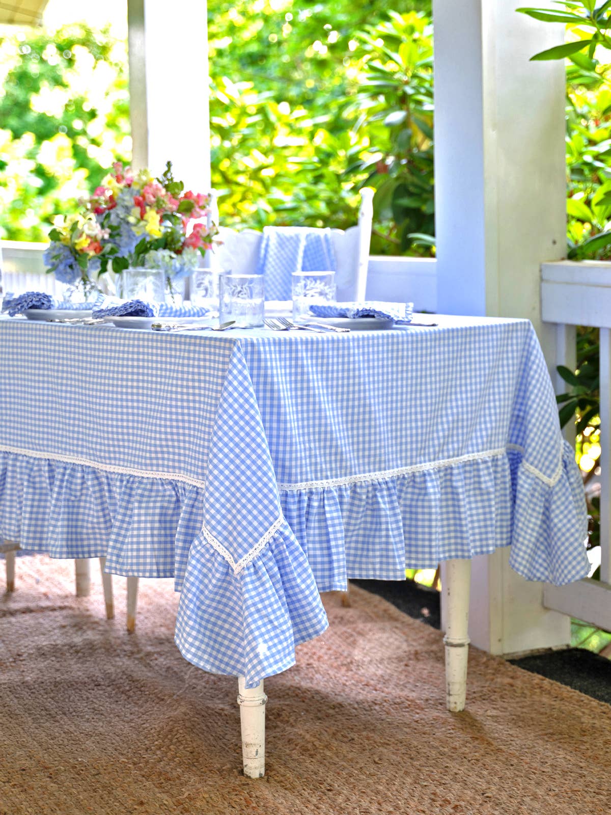 Cottage Gingham Tablecloth - Blue
