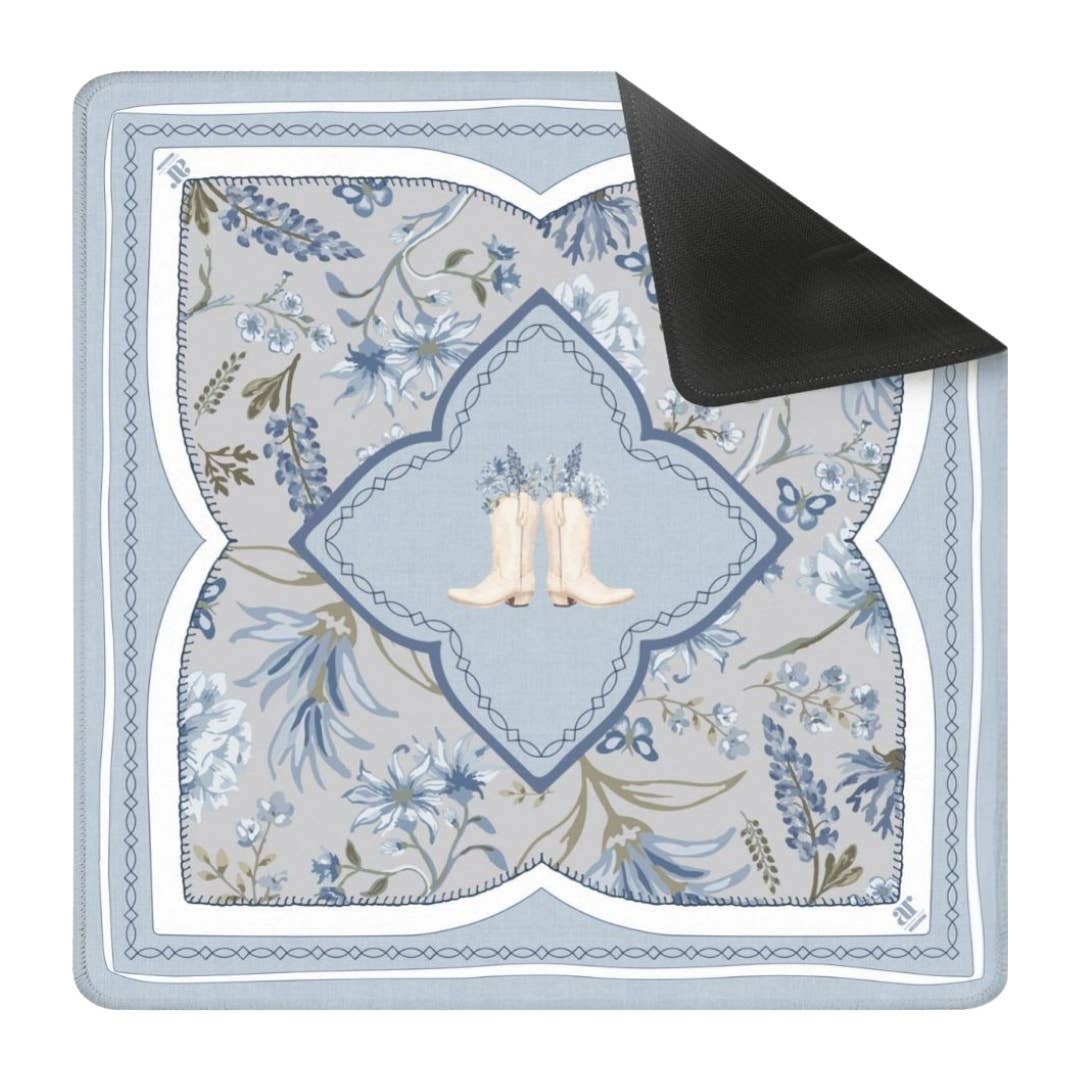 Anders Ruff Bluebonnet Trails Mahjong Mat | Texas Floral Boots
