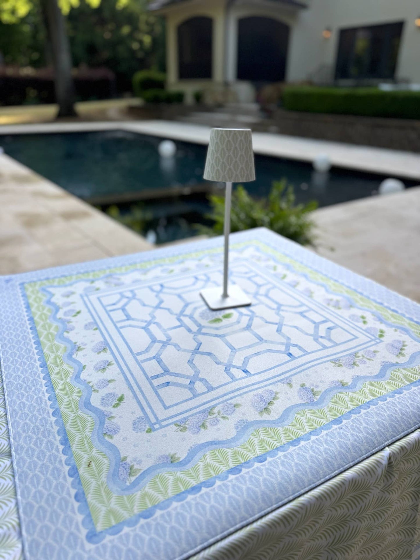 The House of Hydrangea Mahjong Mat | Blue Floral