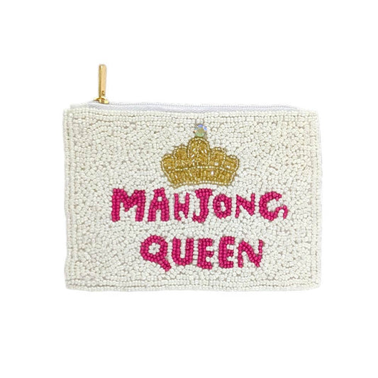 MAHJONG QUEEN Seed Beaded Mini Pouch Bag