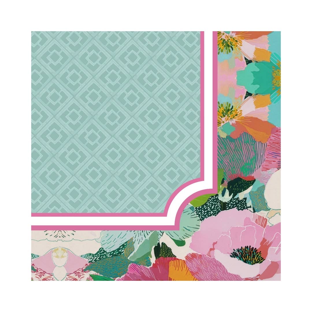 Anders Ruff Flora Belle Mahjong Mat | Pink & Aqua Floral