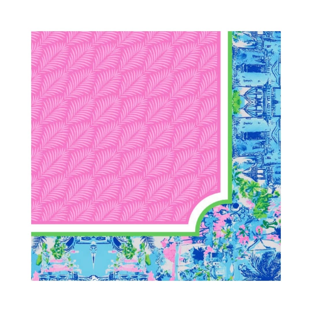 Anders Ruff Palm Beach Collection Mahjong Mat | Pink Blue Lime