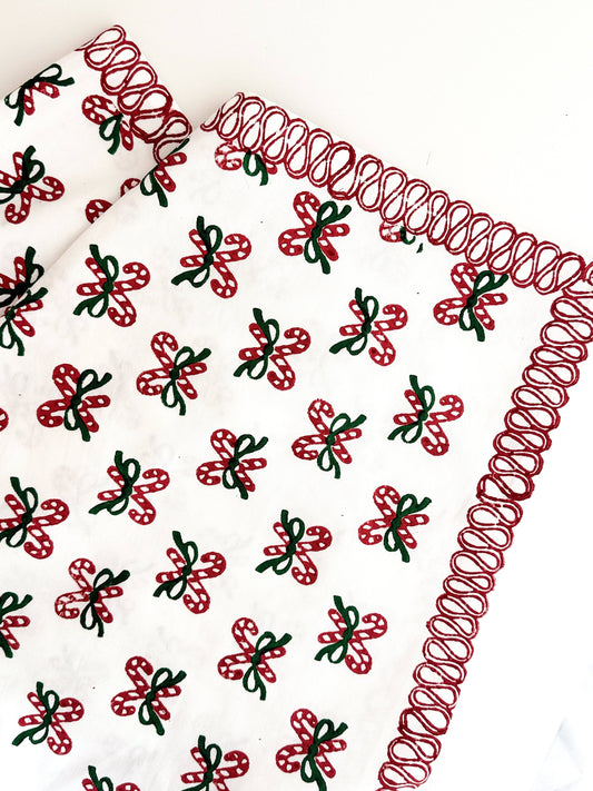 Table Throw - Candy Cane, Evergreen & Red
