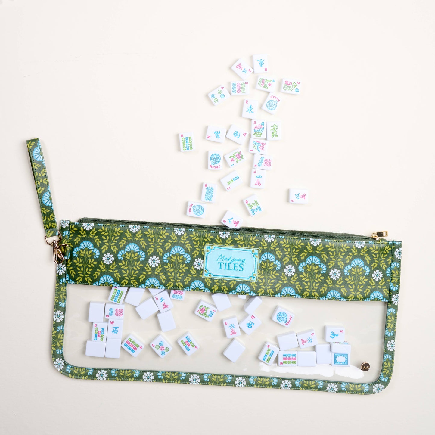 Mahjong Tile Keeper Pouch–Everbloom Forest Green