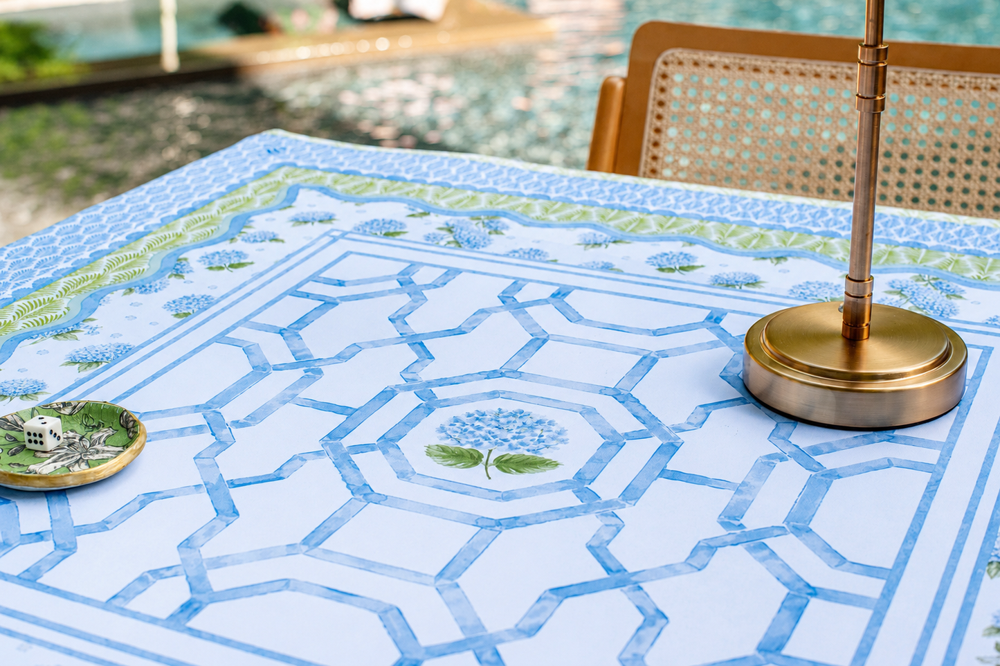 The House of Hydrangea Mahjong Mat | Blue Floral