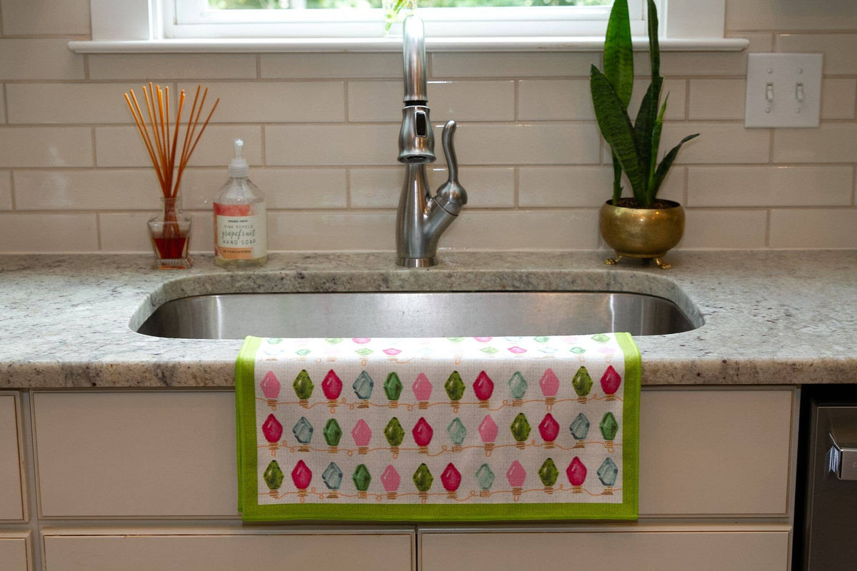 Double Sided Holiday Lights Tea Towel