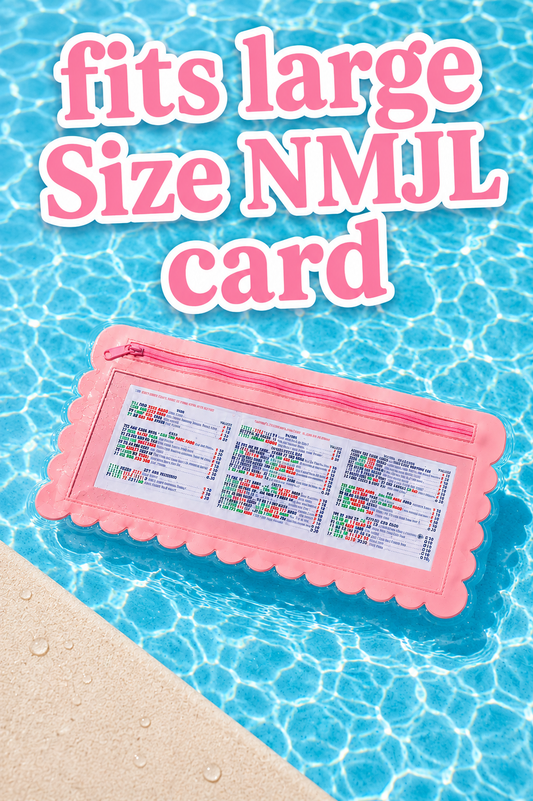 Splash-Proof Mahjong Card Holder for Pool Mahjong - Pink Scallops LARGE SIZE