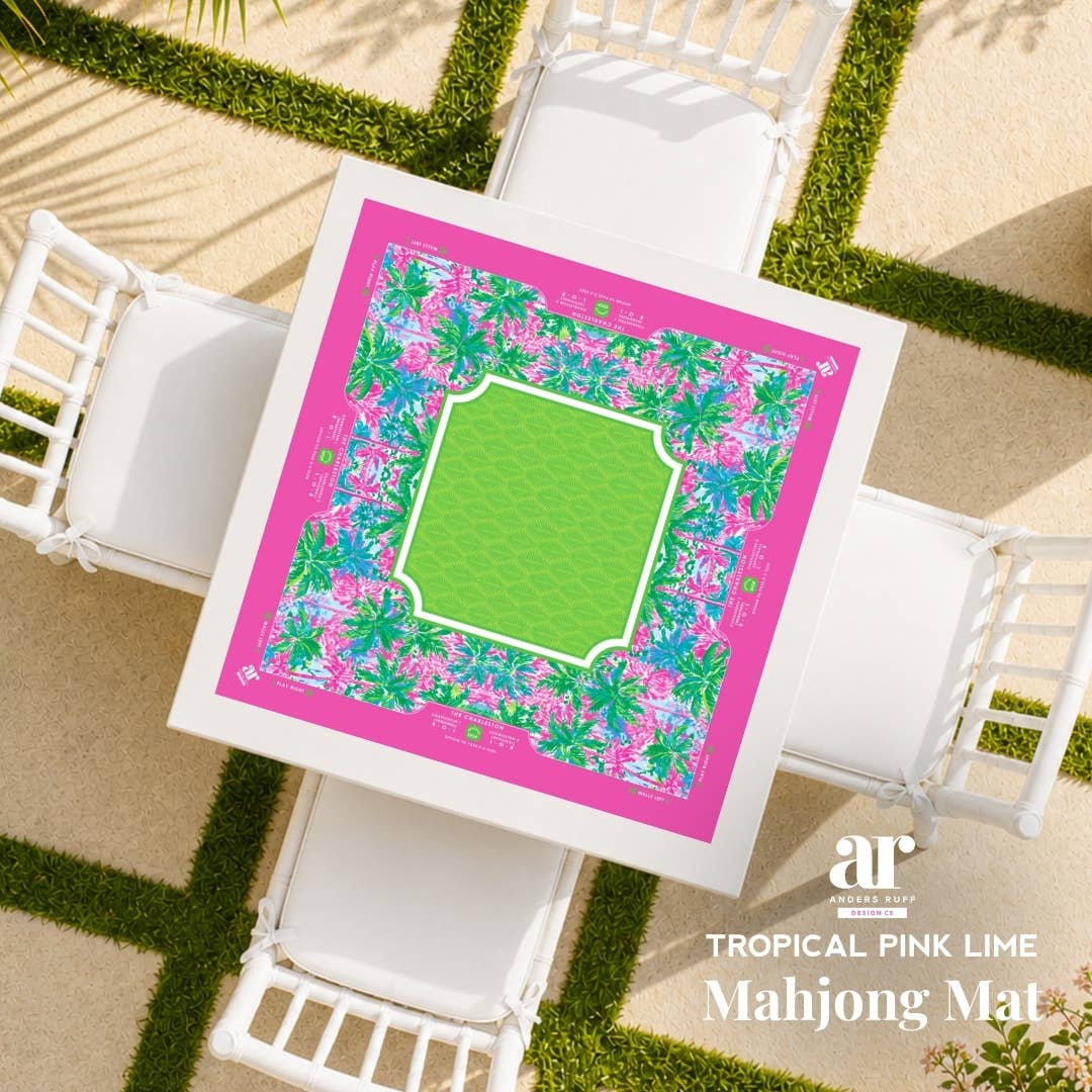 Anders Ruff Palm Beach Collection Mahjong Mat | Pink Blue Lime