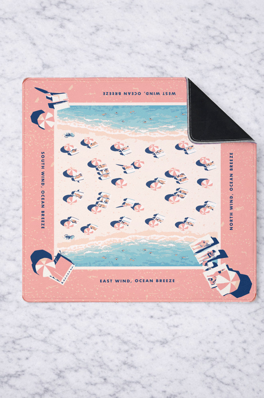 Mahjong Mat in Pink Umbrellas by The Beach 33"x33"