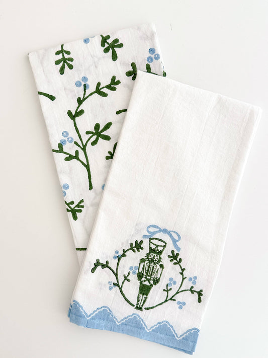 Tea Towel - Nutcracker Motif, Sage & Uniform Blue