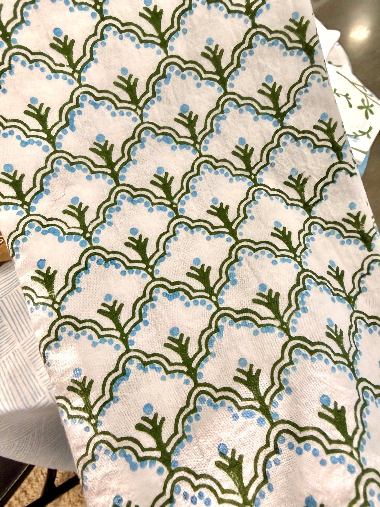 Tea Towel - Jaipur, Sage & Uniform Blue