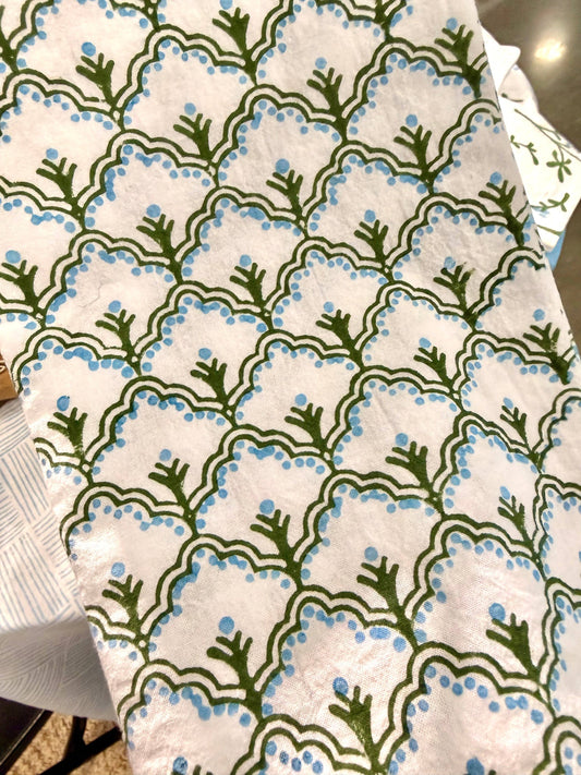 Tea Towel - Jaipur, Sage & Uniform Blue