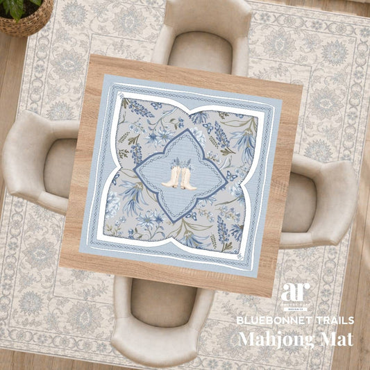 Anders Ruff Bluebonnet Trails Mahjong Mat | Texas Floral Boots