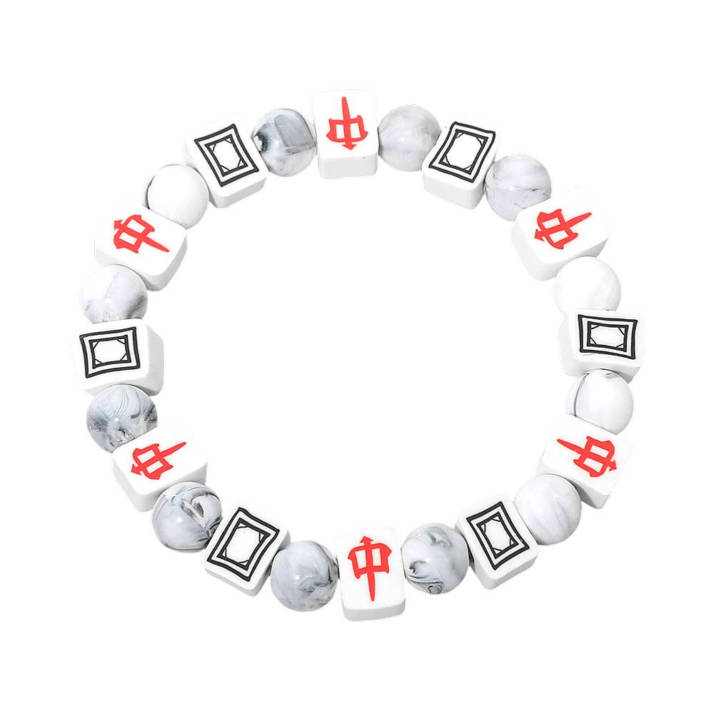 Mahjong Tile Beaded Stretch Bracelet