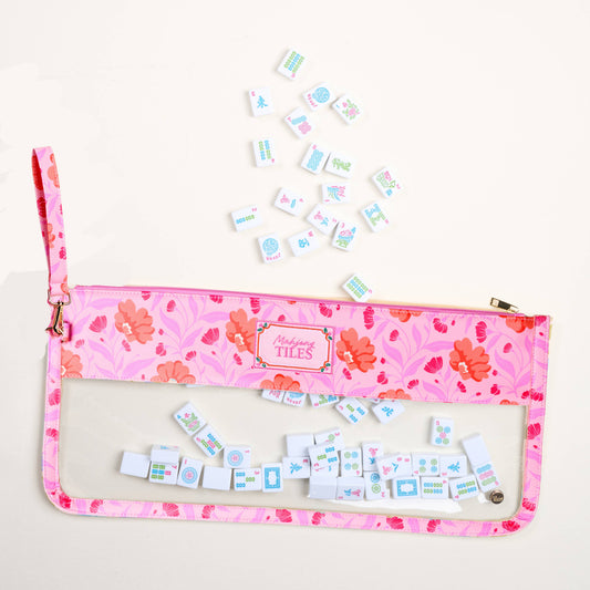 Mahjong Tile Keeper Pouch–Poppin' Petals Hot Pink
