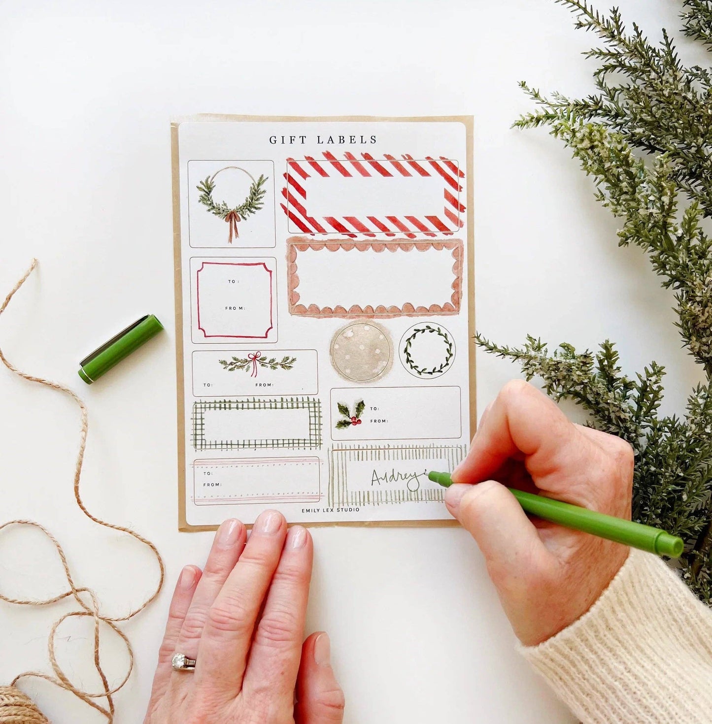 Christmas gift tag label sticker sheets