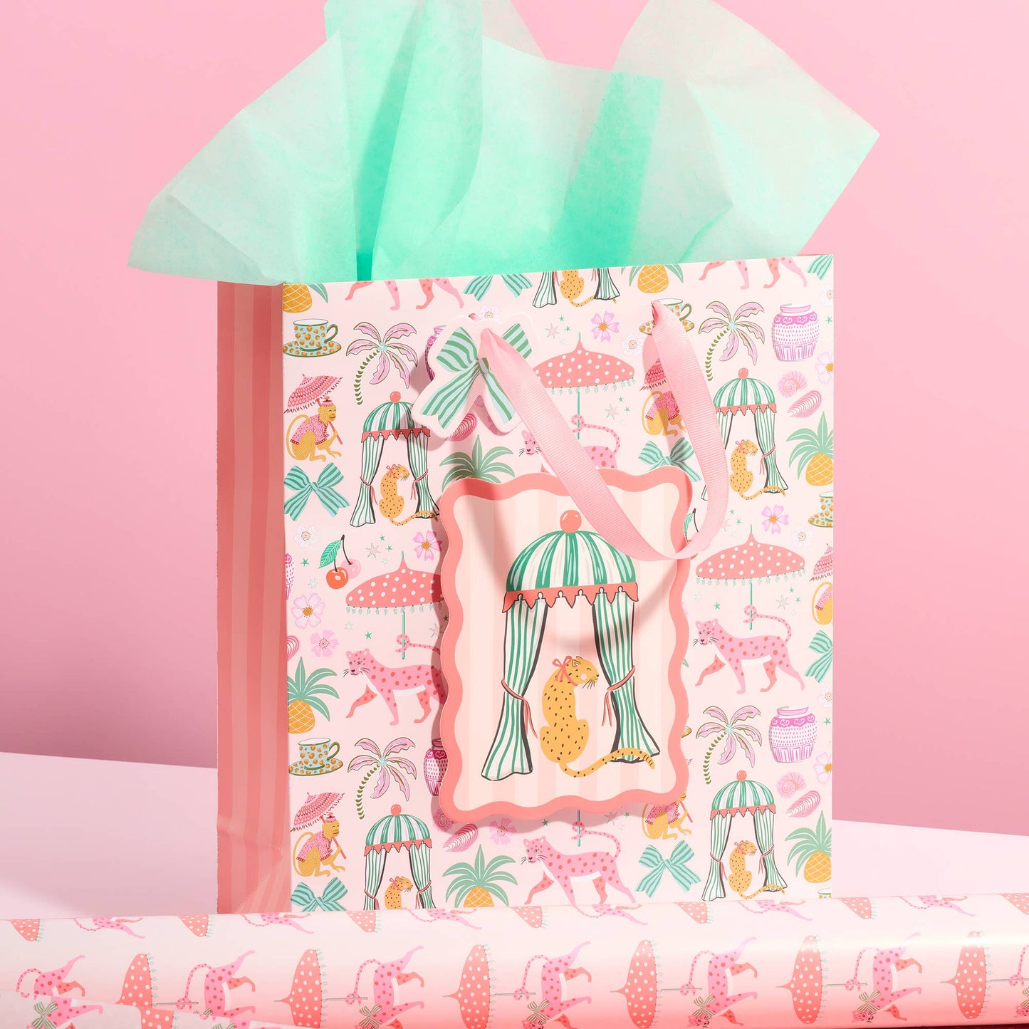 Leopard on Parade Large Vertical Gift Bag with Tissue