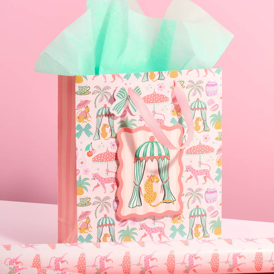 Leopard on Parade Large Vertical Gift Bag with Tissue