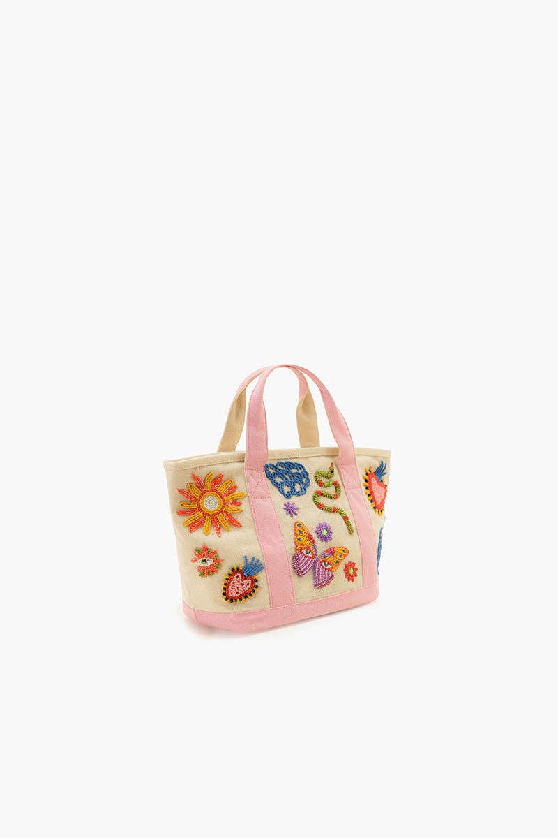Whimsical Butterfly Beaded Small Boat Tote