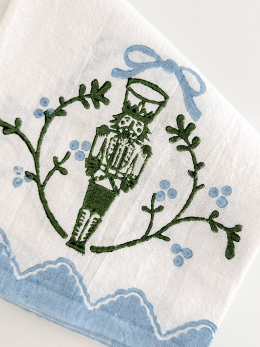 Tea Towel - Nutcracker Motif, Sage & Uniform Blue