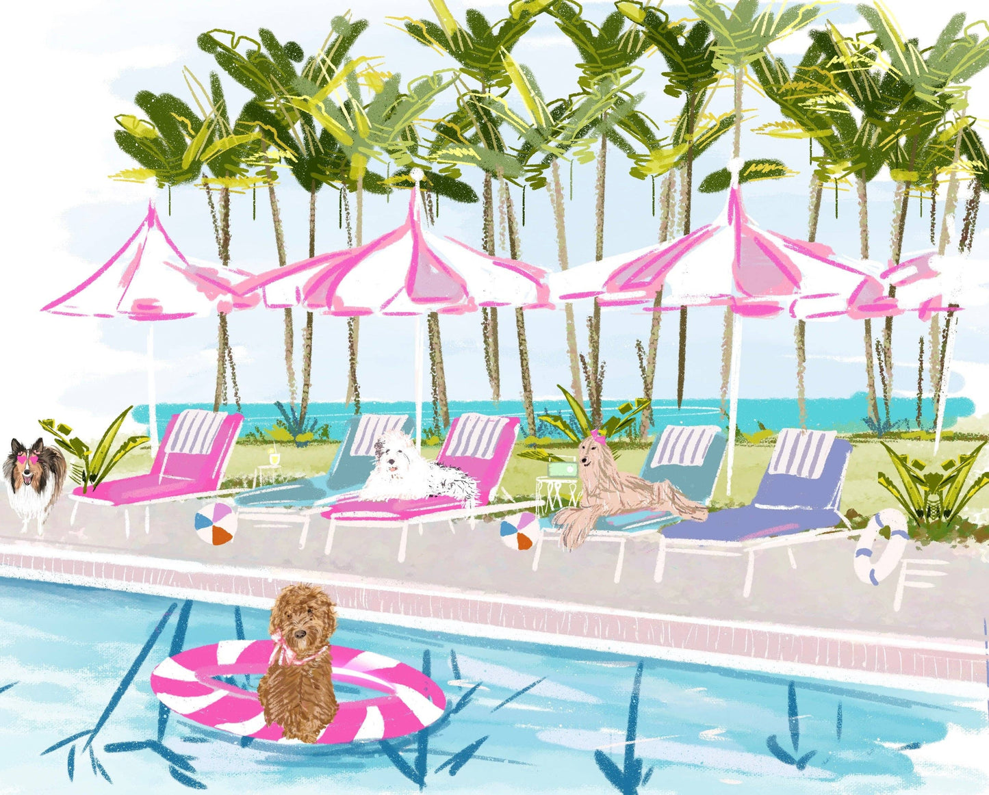 POOL PAWTY - Art Print