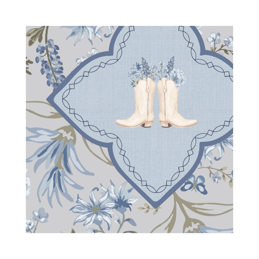 Anders Ruff Bluebonnet Trails Mahjong Mat | Texas Floral Boots