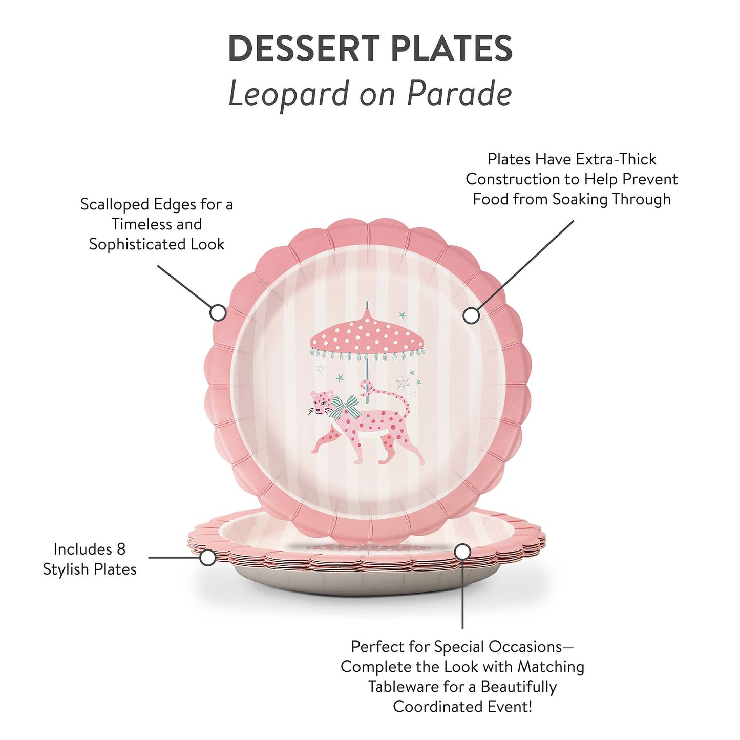 Leopard on Parade Scalloped Dessert Plates