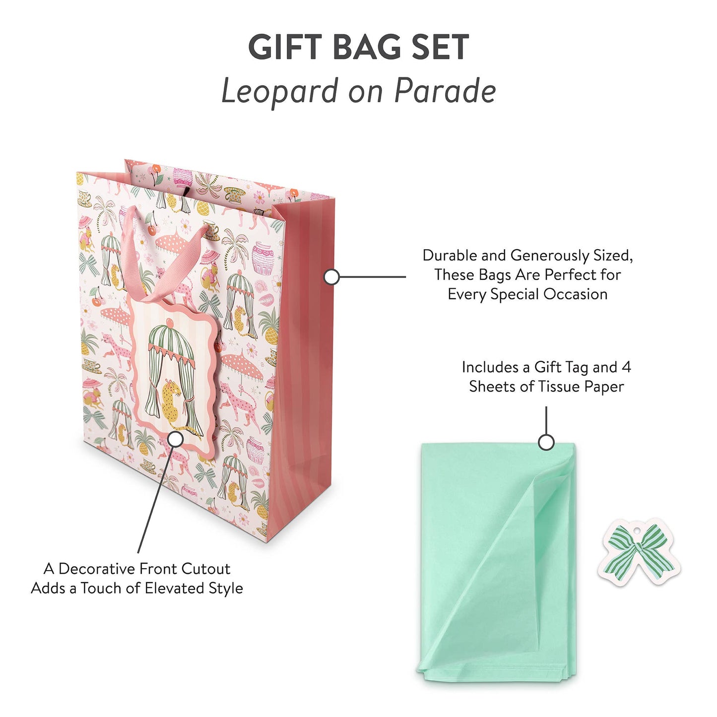 Leopard on Parade Large Vertical Gift Bag with Tissue